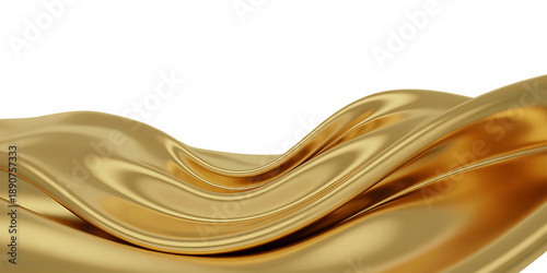 Luxurious flowing liquid gold fabric creating abstract waves and curves, suggesting wealth and elegance.