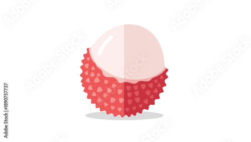 Vibrant lychee illustration with peeled red skin and succulent white flesh a tropical fruit in flat design
