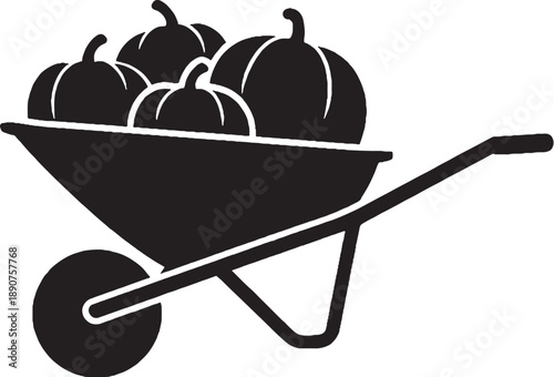 Wheelbarrow with Harvest Silhouette