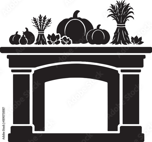 Thanksgiving Fireplace Mantel Decor Silhouette