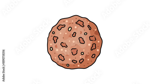 Whimsical hand-drawn oatmeal raisin cookie illustration isolated on pristine white background sweet treat cartoon snack art baked goods