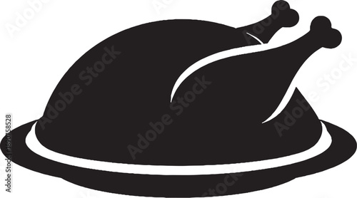 Roast Turkey on Serving Platter Silhouette