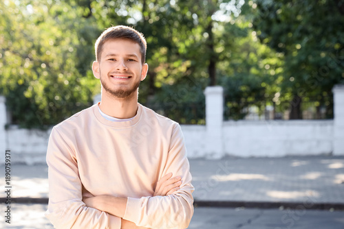 Handsome young happy man on...
