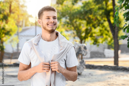 Handsome young happy man on...