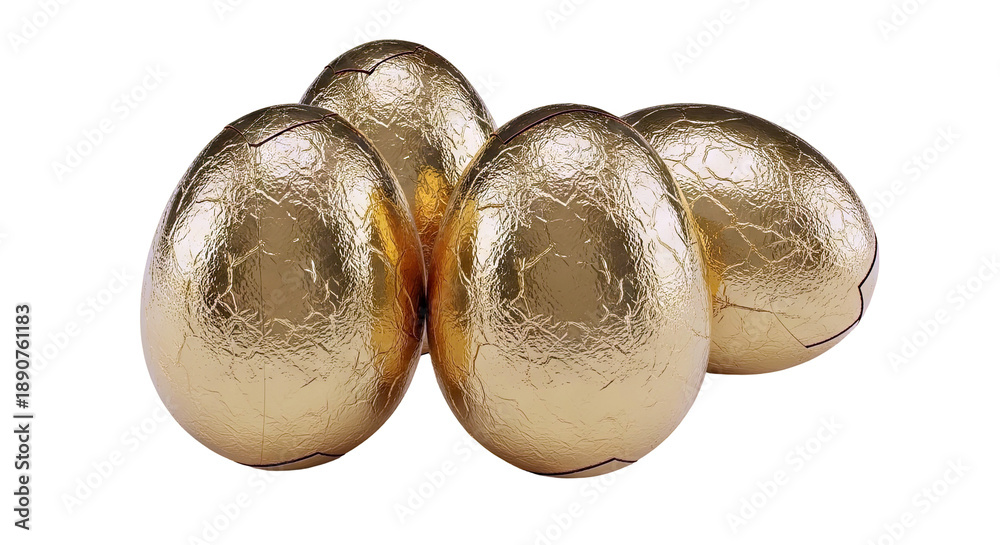 Obraz premium Group of Gold Chocolate Easter Eggs