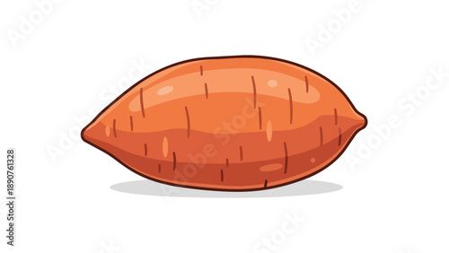 Vibrant cartoon sweet potato illustration showcasing natural organic produce ideal for healthy eating recipes and wholesome meal preparation
