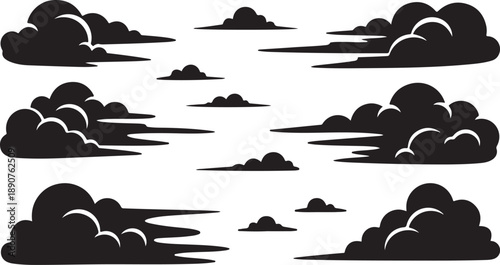 Black Clouds Silhouette Vector Graphic Illustration Set