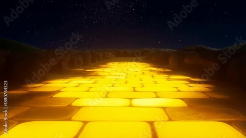 Golden brick road closeup, abstract success pathway background