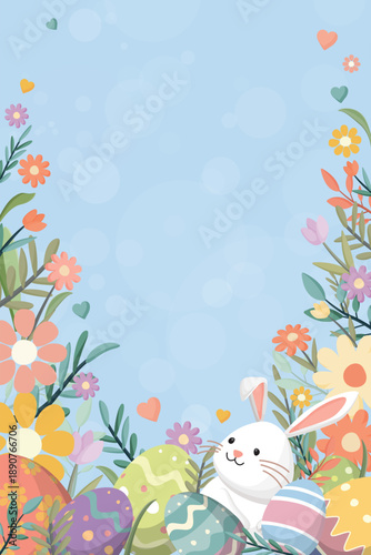 Happy Easter greeting card, backdrop, poster or banner vertical template.