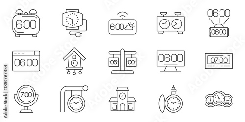 Collection of clock and time-related icons for various uses and purposes