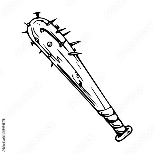 spiked baseball bat illustration for post-apocalyptic concept
