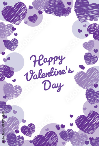 The perfect Valentine's Day decoration material: a cute purple heart-shaped frame in card size.