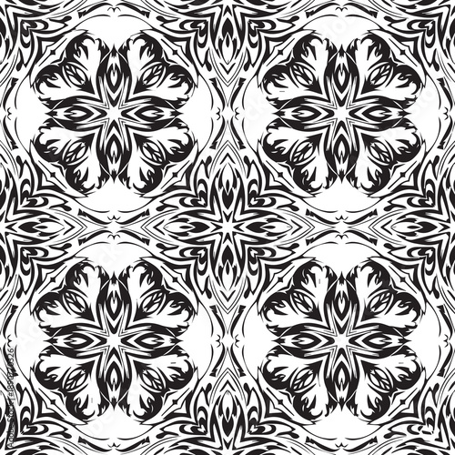 ABSTRACT TRIBAL SEAMLESS PATTERN BLACK AND WHITE