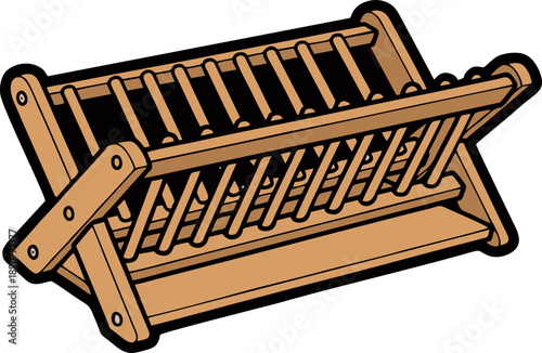 Wooden Dish Drying Rack for Kitchen Utensils and Plates.