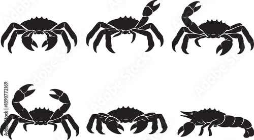 King Crab Silhouette Black White Crustacean Bundle