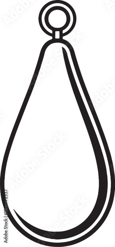 Black and White Fishing Sinker Weight Line Art Illustration