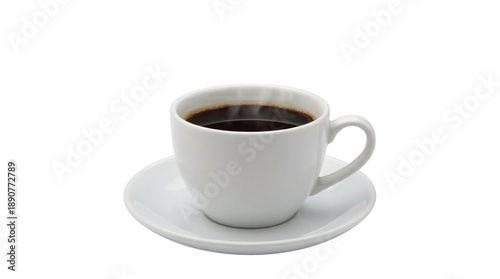 Wallpaper Mural Steaming Hot Black Coffee in White Ceramic Cup and Saucer Isolated on White Torontodigital.ca