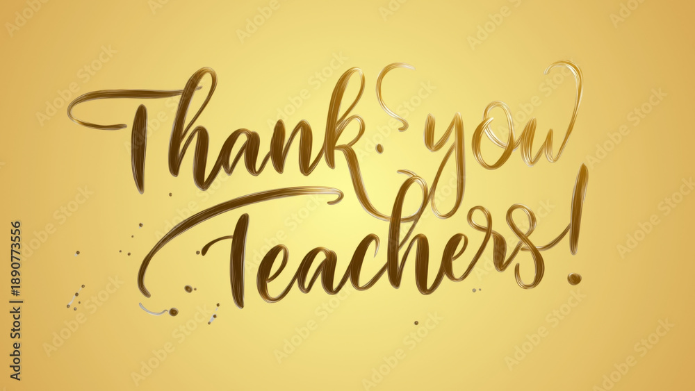 Fototapeta premium Golden text appreciating teachers on a warm backdrop, created AI