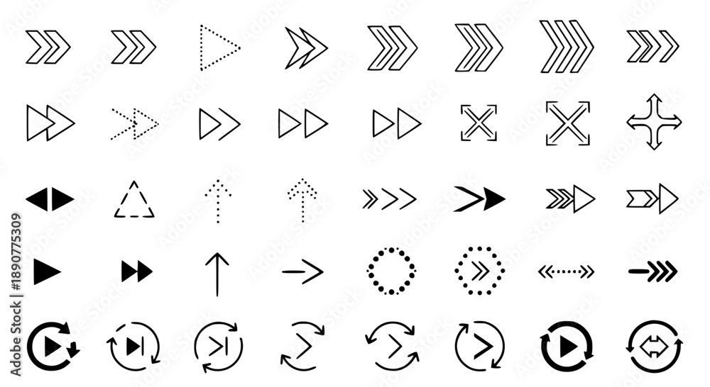 Fototapeta premium Simple Black Arrow Icons Set