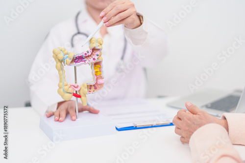 Fotografia Elderly woman Patient consultation with doctor for Colon disease, Large Intestin