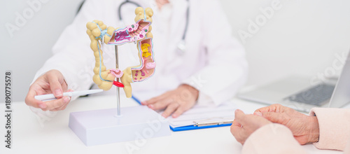 Konstfotografi Elderly woman Patient consultation with doctor for Colon disease, Large Intestin
