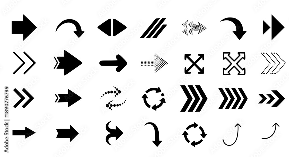Fototapeta premium Simple Black Arrow Icons Set