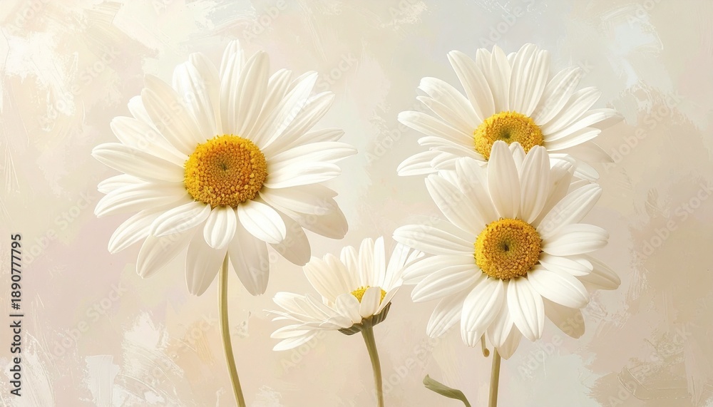 Fototapeta premium Gänseblümchen in Cremeweiß