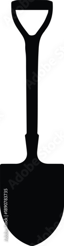 Minimalist black gardening tool garden hoe silhouette vector icon