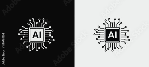 Artificial intelligence icon design showing smart systems robotics computing technology and future digital intelligence concepts