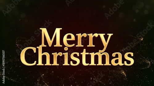 Elegant Golden Merry Christmas Text Animation with Bokeh Particles