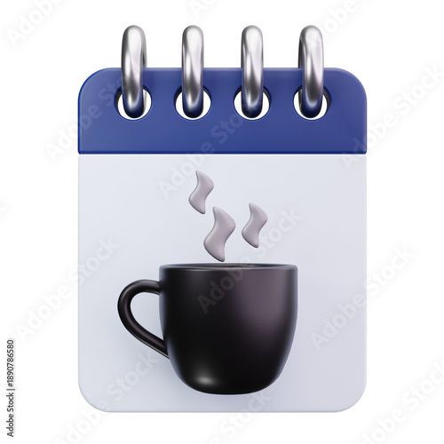3D Calendar Coffee Break Schedule Icon