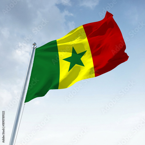 The Senegalese flag flies on the flagpole