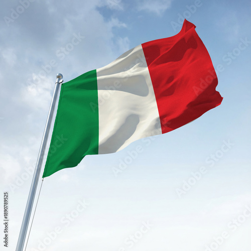The Italian flag flies on the flagpole