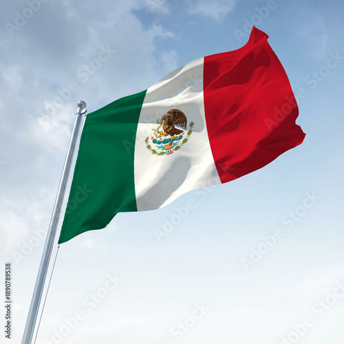 The Mexican flag flies on the flagpole