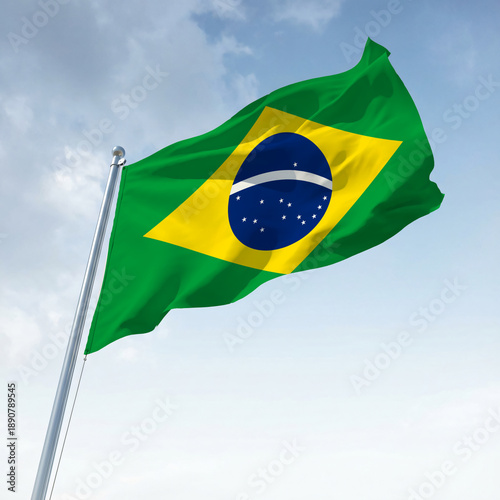 The Brazilian flag flies on the flagpole