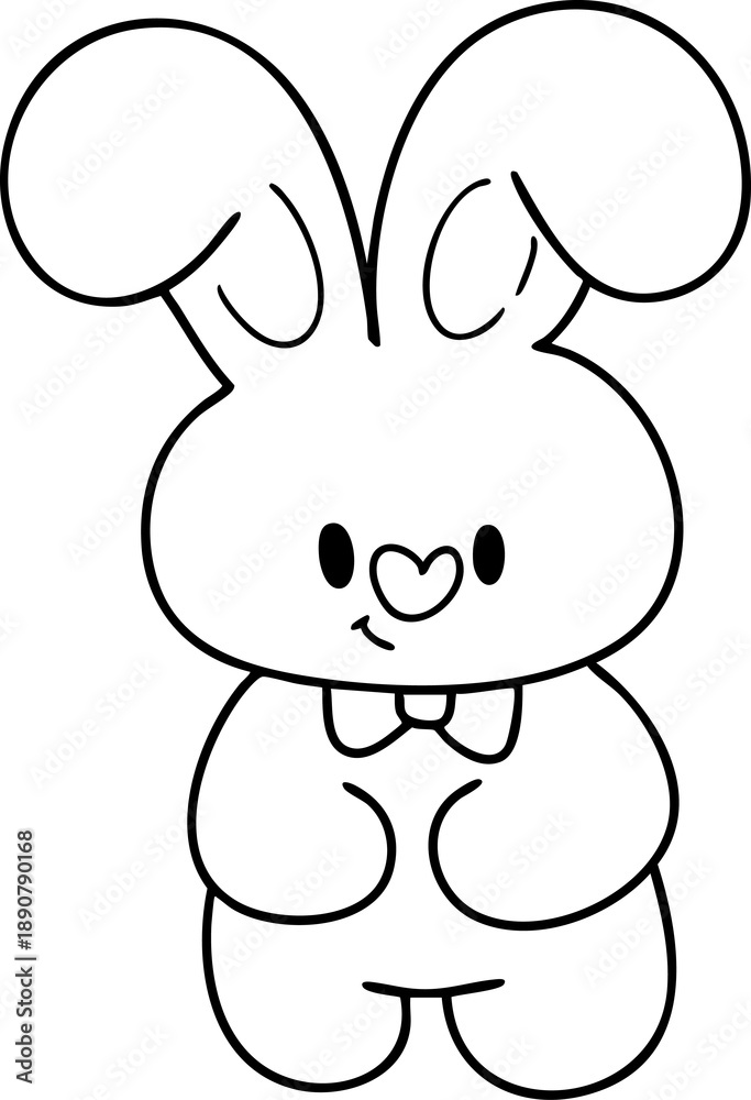 Fototapeta premium Easter cartoon, bunny, spring flowers, tangible elements, hand-drawn illustrations.