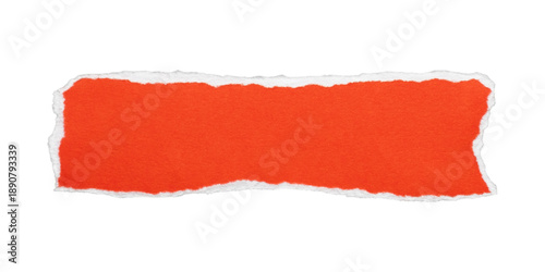 Fotografija Orange torn paper rectangle note with ripped edges, isolated on transparent back