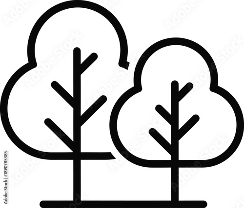 Minimal Tree Line Icon Set for Nature, Environment and Eco Landscape Design
