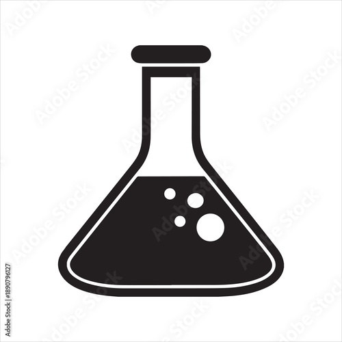 science flask line art silhouette vector illustration