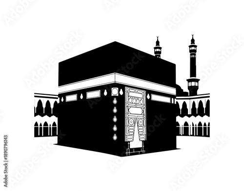 Black and White Mosque Illustration