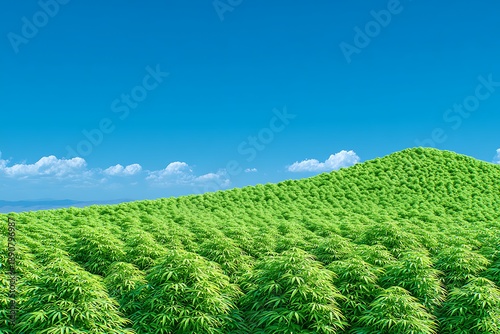 Green Hill Landscape with Blue Sky.