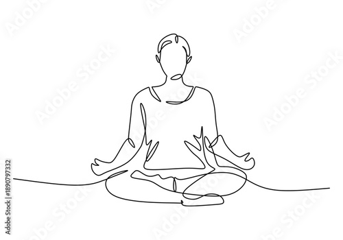Minimalist Line Art of a Woman in a Lotus Yoga Pose