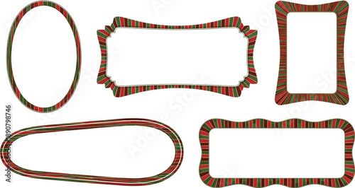 Collection of decorative frames and borders with striped patterns on a plain white background from a direct viewpoint