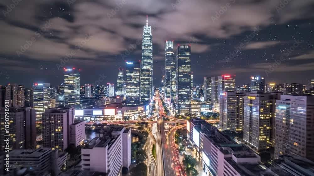 custom made wallpaper toronto digitalIlluminated skyscrapers pierce the starry night sky over a bustling city street