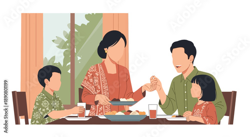 Happy family enjoying quality time together at dinner table