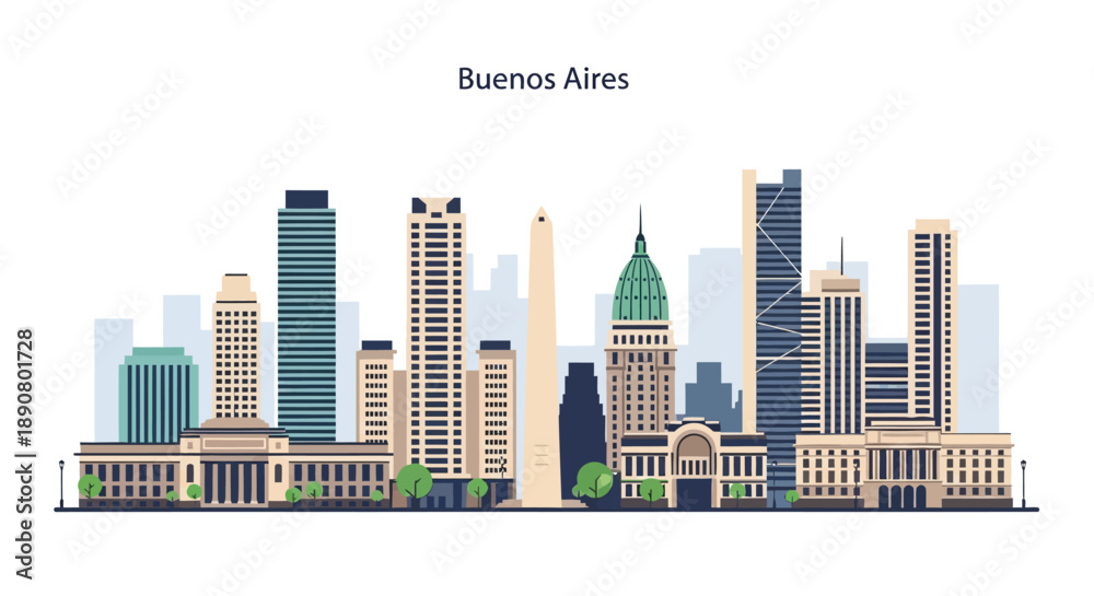 Fototapeta premium Stunning Buenos Aires cityscape with modern architecture and historic buildings