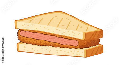 Delicious sandwich with crispy chicken and ham on toasted bread