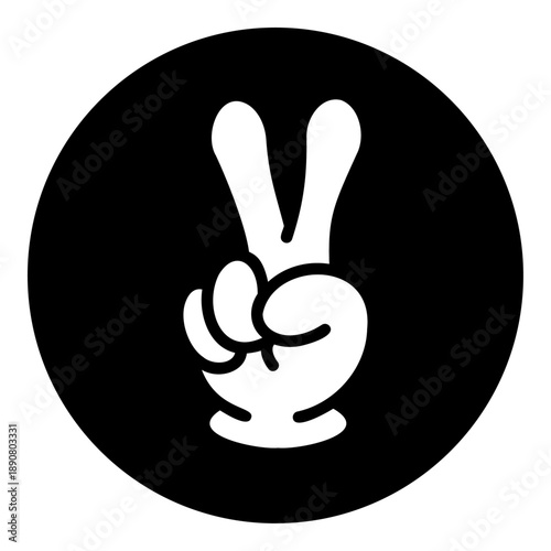 じゃんけんアイコン 単体 チョキ モノクロ