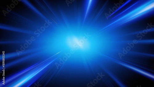 Blue light explosion radiating from a central point, motion blur