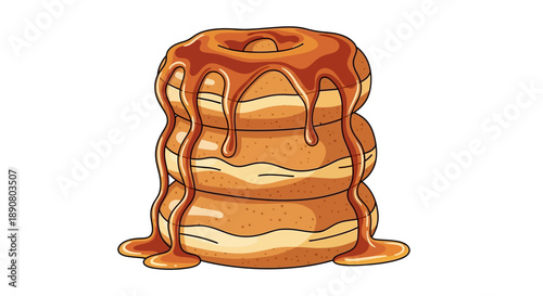 Delicious stack of pancakes with syrup dripping down
